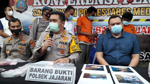 Kombes Pol Riko Sunarko merilis ungkapan kasus pembunuhan di Polrestabes Medan. (Ist)