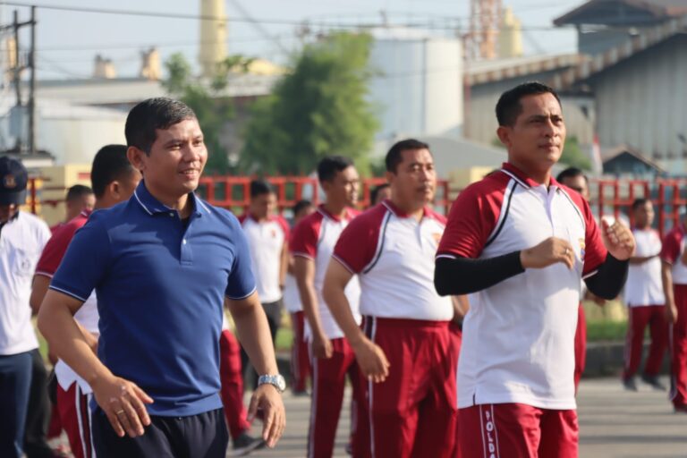 Jalin Silaturahmi dan Sinergitas, Polres Pelabuhan Belawan Olahraga Bersama Stake Holder 