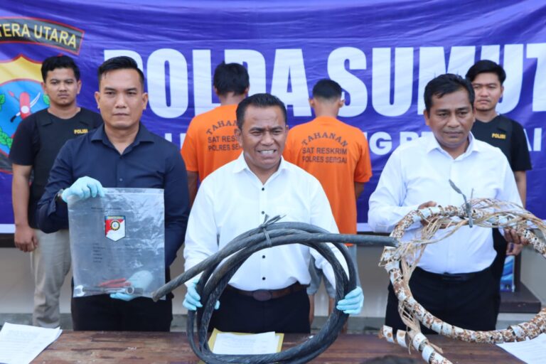 Polres Sergai Bekuk 2 Pencuri Kabel Lampu Jalan Tol