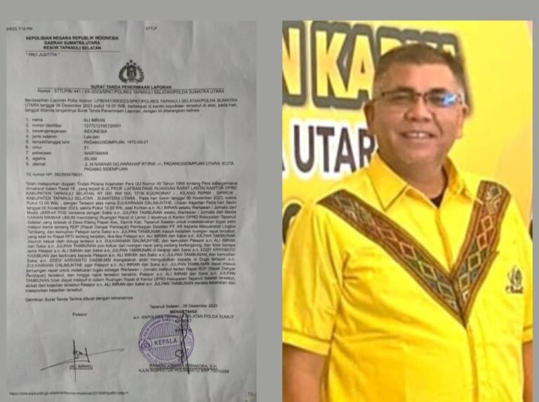 Anggota DPRD Tapsel Zulkanaen Dalimunthe Dapil Batangtoru Dilaporkan Ke Polisi “Diduga Mengusir Wartawan”
