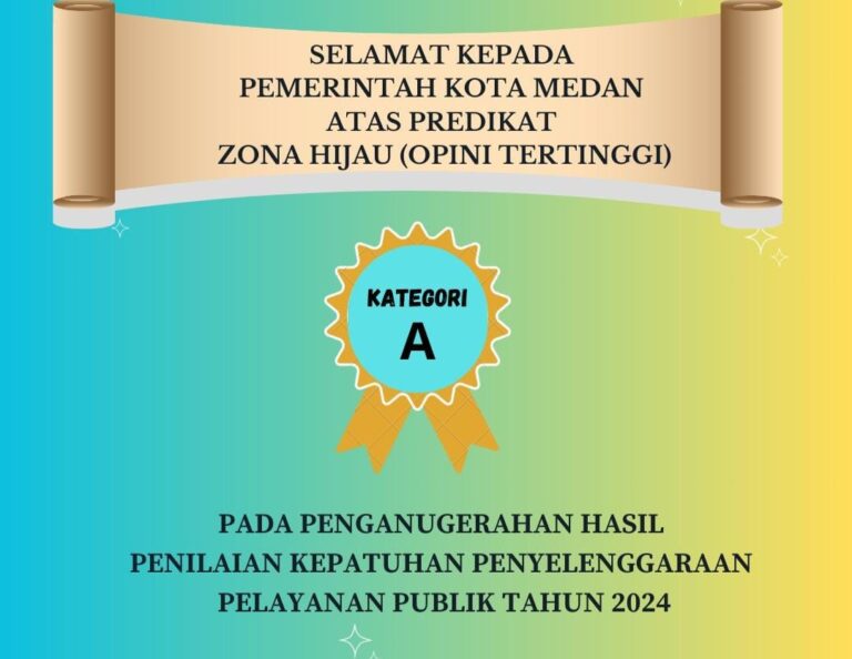 Pemko Medan Raih Opini Tertinggi Penilaian Kepatuhan Penyelenggaraan Pelayanan Publik