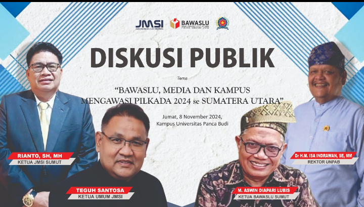 JMSI Sumut Gelar Diskusi Publik Bahas Pengawasan Pilkada 2024