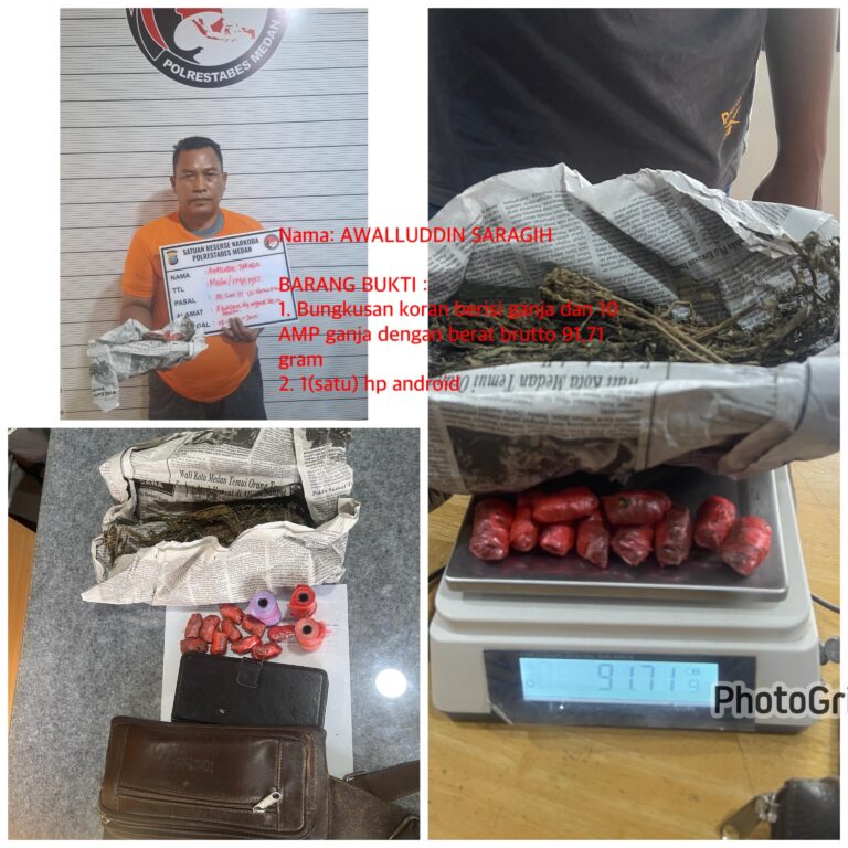 Polisi Sergap Dua Pengedar Ganja di Jalan Budi Luhur Medan