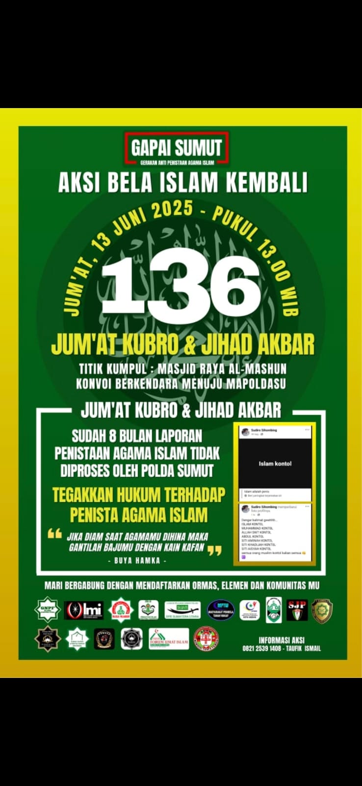 Gapai Sumut Akan Gelar  Jumat Kubro dan Jihad Akbar di Mapoldasu