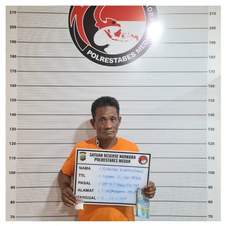 Satnarkoba Polrestabes Medan Ringkus Pengedar Sabu Seberat 8 Gram di Kawasan Gang Jawa Tembung