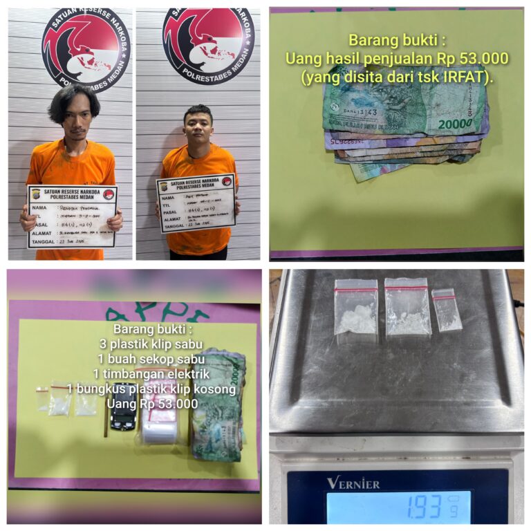 Polisi Ringkus Dua Pengedar Sabu di Jalan Kenaga Sari Selayang