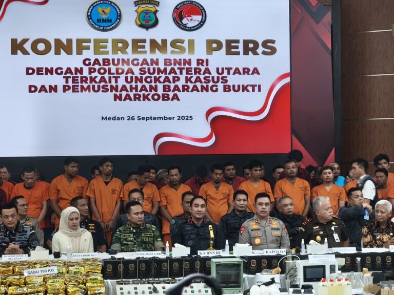 Perangi Narkoba, BNN RI dan Poldasu Ungkap 1,7 Ton Narkotika di Wilayah Sumut dan Aceh