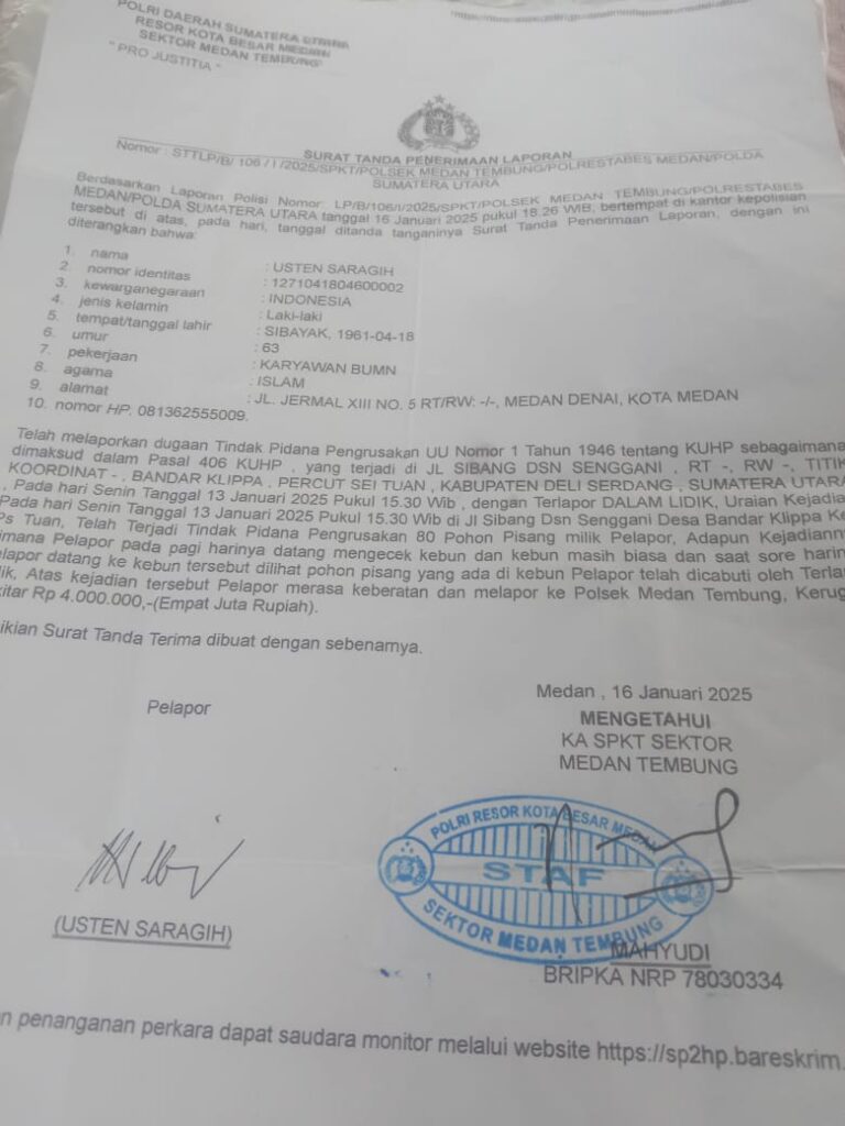 Oknum Polsek Medan Tembung Diduga Tarik Rp 5 Juta ke Pelapor