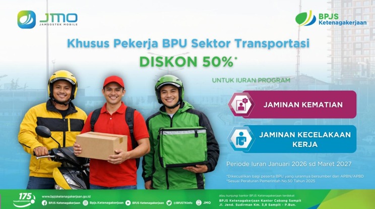 Kabar Baik! Pekerja Informan Dapat Diskon 50% Iuran Perlindungan BPJS Ketenagakerjaan