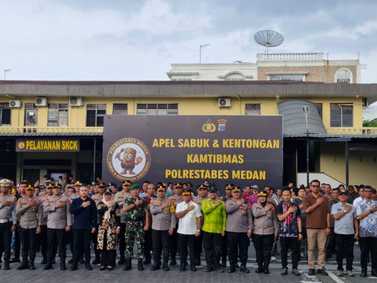 Polrestabes Medan Gelar Apel Sabuk dan Kentongan Kamtibmas Serta Halal Bihalal Idul Fitri 1447 H/2026 M