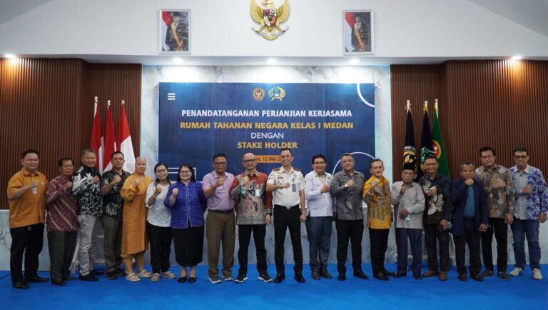 Rutan Kelas I Medan Teken Perjanjian Kerjasama dengan 16 Mitra Stakeholder