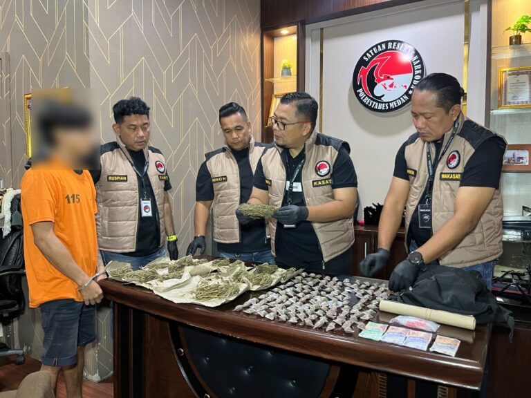 Polrestabes Medan Ringkus Seorang Residivis Bandar Ganja di Tembung