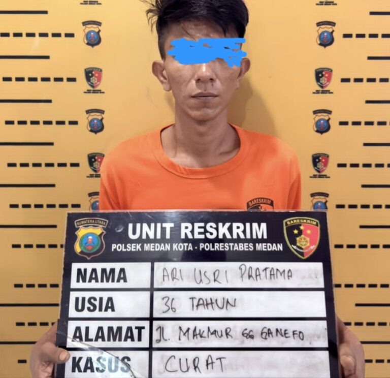 Polsek Medan Kota Ringkus Seorang Residivis Pelaku Curat di Jalan Tenis