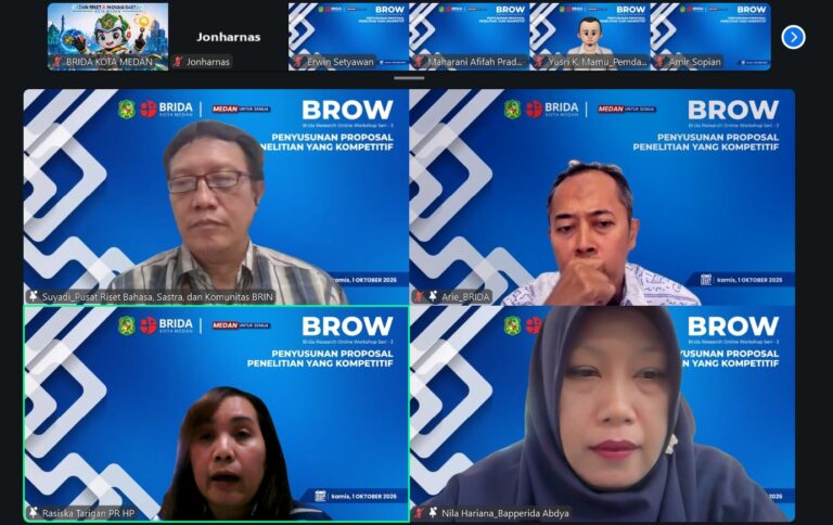 BRIDA Kota Medan Gelar BROW Seri-3, Perkuat Kapasitas Periset Lewat Strategi Penyusunan Proposal Kompetitif