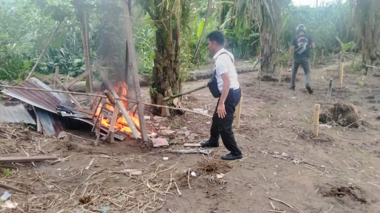 Polsek Medan Kota Bakar Barak Narkoba di Jalan Brigjen Katamso Gang Nasional